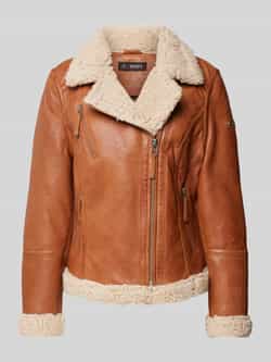 Cabrini Straight fit leren jack in bikerlook van lamsnappa