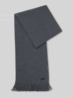 Hugo Boss Veelzijdige Gebreide Sjaal met Franje en Logo Gray Unisex