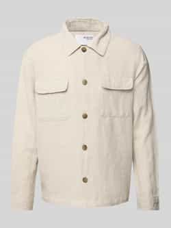 Selected Homme Regular fit linnen overhemdjack met kentkraag model 'LEROY SUN'