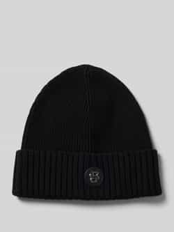 Boss Beanie van scheerwol met labeldetail model 'Fati'
