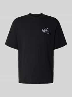 Calvin Klein Jeans Regular fit T-shirt met logostitching model 'Micro'
