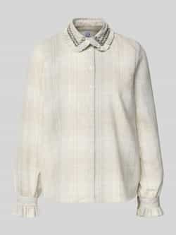 Emily Van den Bergh Regular fit overhemdblouse met platte kraag en siersteentjes