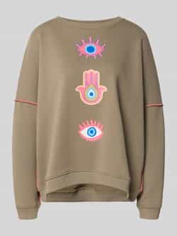 Miss goodlife Sweatshirt met extra brede schouders en ronde hals