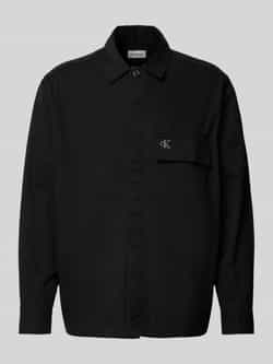 Calvin Klein Jeans Geregenereerd Katoenen Overhemd met Lange Mouwen Black Heren