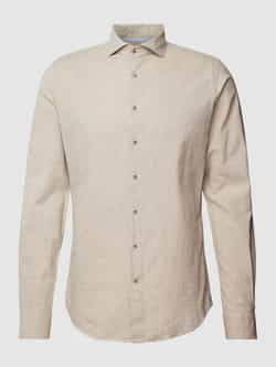 PROFUOMO Heren Overhemden Shirt Cutaway Sc Cotton Linnen Beige