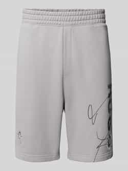 Hugo Blue Sweatshorts van viscose met labelprint model 'Nasibo'