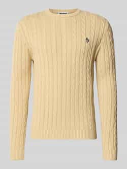 REVIEW Slim fit gebreide pullover met kabelpatroon