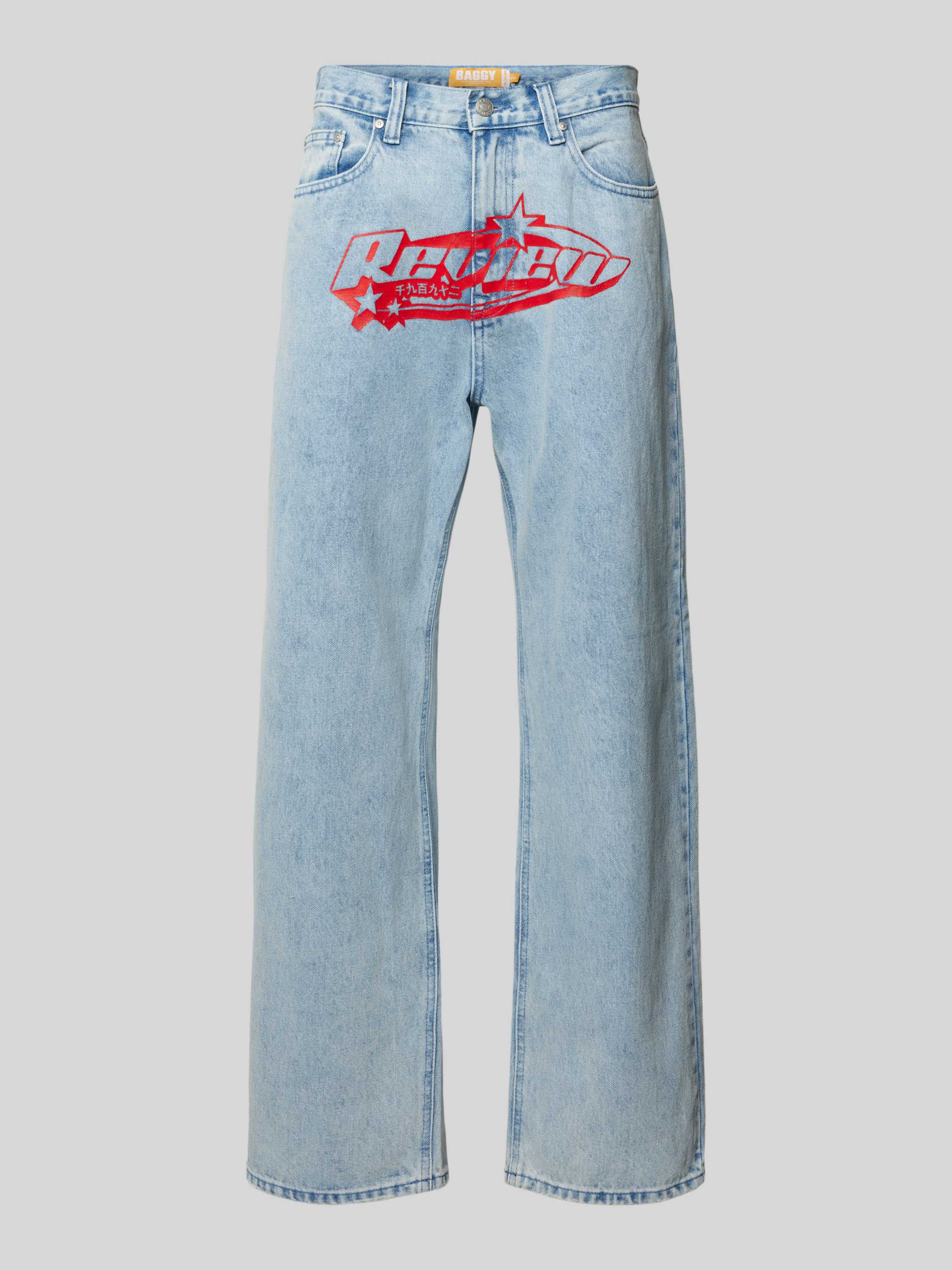 REVIEW Baggy fit jeans met labelprint