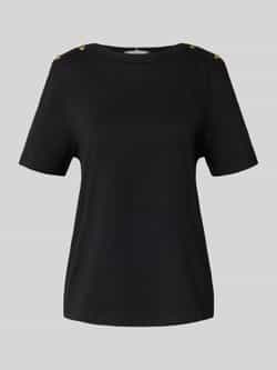 TOMMY HILFIGER Dames Tops & T-shirts Reg Stripe Gold Btn C-nk Ss Zwart