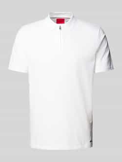 Hugo Boss Regular-fit Polo met Rits en Logoprint White Heren