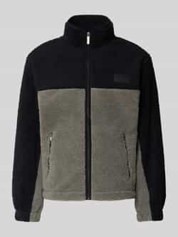 Karl Kani Signature Rubber Patch Teddy Zip Jacket Men Bomberjacks zwart Maat XS Kleding