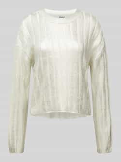 Only Foil Gebreide Ronde-hals Trui Cloud Dancer Zilver White Dames