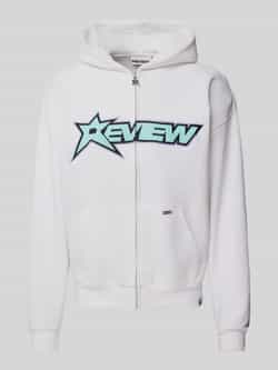 REVIEW Sweatjack met labelprint en steekzakken