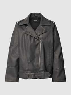 Only Oversized leren jack met tailleriem model 'MINA'