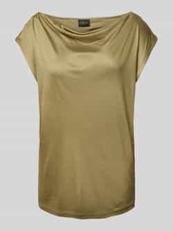 S.Oliver BLACK LABEL Loose fit shirt van glanzende viscose met cascadehals