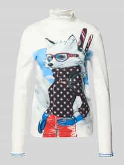Marc Cain Shirt met lange mouwen van katoenmix met opstaande kraag