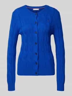 Tommy Hilfiger Regular fit gebreid jack van zuivere wol met kabelpatroon
