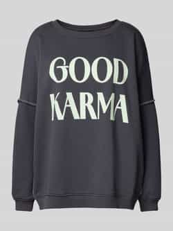 Miss goodlife Oversized sweatshirt met statementprint model 'Good Karma'