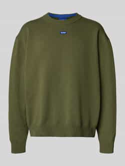 Hugo Blue Regular fit gebreide pullover van katoenmix model 'SAN CASEY'