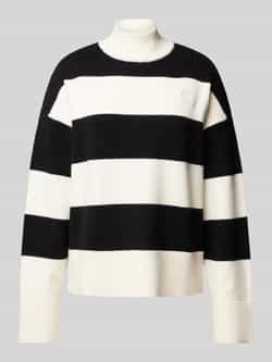 Hugo Blue Gebreide pullover met labelstitching model 'Sajittina'