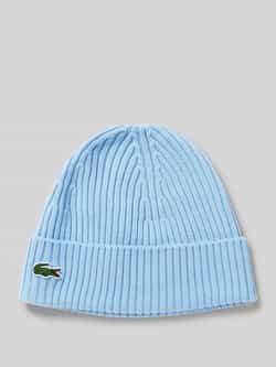 Lacoste Blauwe Gebreide Muts met Krokodil Borduursel Blue Heren