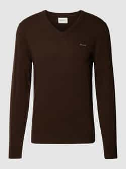 Gant Gebreide pullover van lamswolmix met V-hals