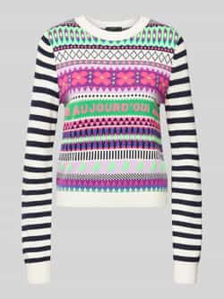 Oui Gebreide pullover met ronde hals