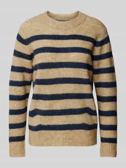 MOS MOSH Dames Truien & Vesten Thora Stripe Crewneck Knit Bruin