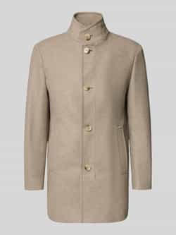 Strellson Regular fit lange wollen jas met opstaande kraag met knoopsluiting model 'FINCHLEY'