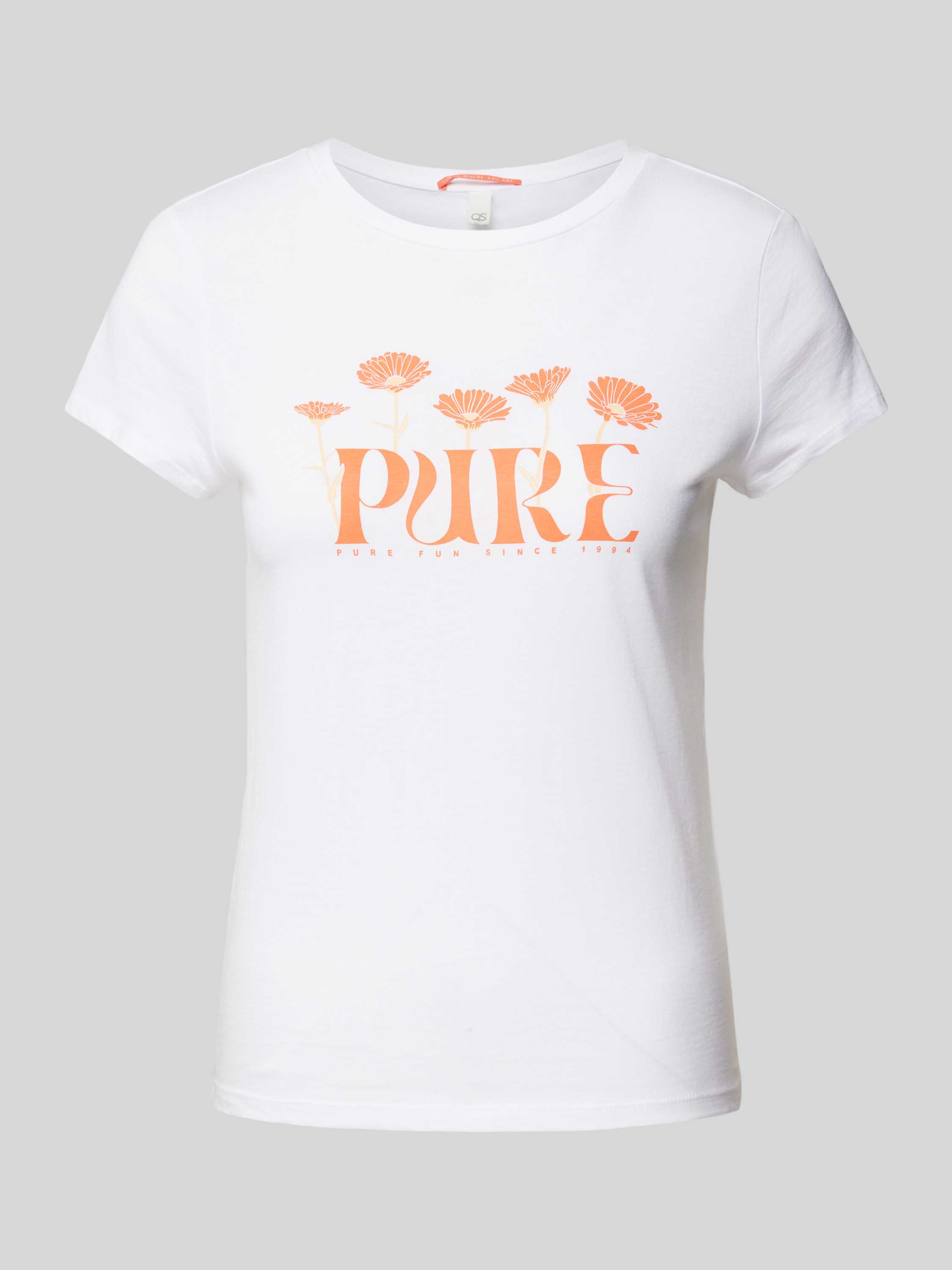 Q S by s.Oliver T-shirt met printopdruk wit oranje