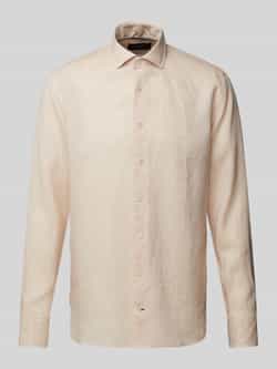 OLYMP SIGNATURE SLIM FIT Slim fit linnen overhemd met kentkraag model 'Sykia'