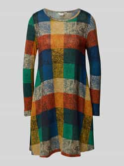 Apricot Mini-jurk met geribde ronde hals