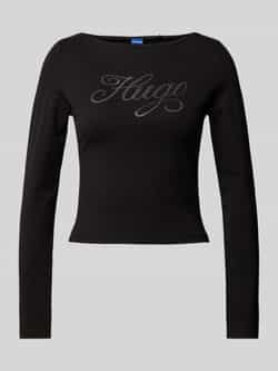 Hugo Blue T-shirt met strass-steentjes model 'Dastja'