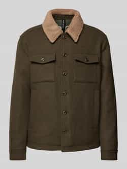 Joop Jeans Wollen jack Julius met imitatiebontkraag