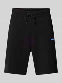Hugo Blue Regular fit sweatshorts met labeldetail model 'Nasensio'