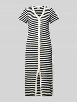 Ichi Gestreepte Gebreide Jurk Total Eclipse Birch Black Dames