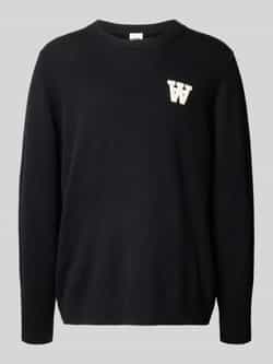 Wood Gebreide pullover met stitching en ronde hals model 'Tay'