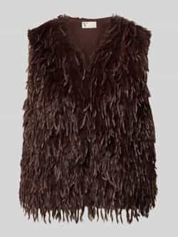 Bodywarmer met all-over veren garnering