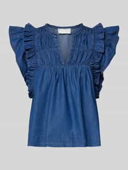 NEO NOIR Regular fit met jeansblouse met ruches model 'Jayla'