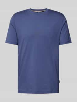 Hugo Boss Blauw Katoenen T-shirt met Rubberen Logo Blue Heren
