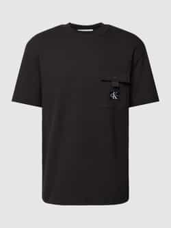 Calvin Klein Jeans Zwart T-shirt met gestructureerd motief en logozakje Black Heren