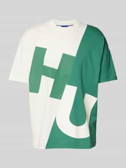 Hugo Blue T-shirt met labelprint model 'Nokerios'