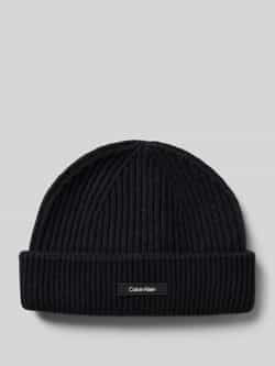 Calvin Klein Beanie WOOL DOCKER BEANIE met leren merklabel