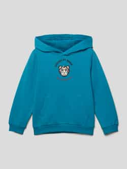 S.Oliver hoodie met printopdruk petrol Sweater Blauw Printopdruk 116 122