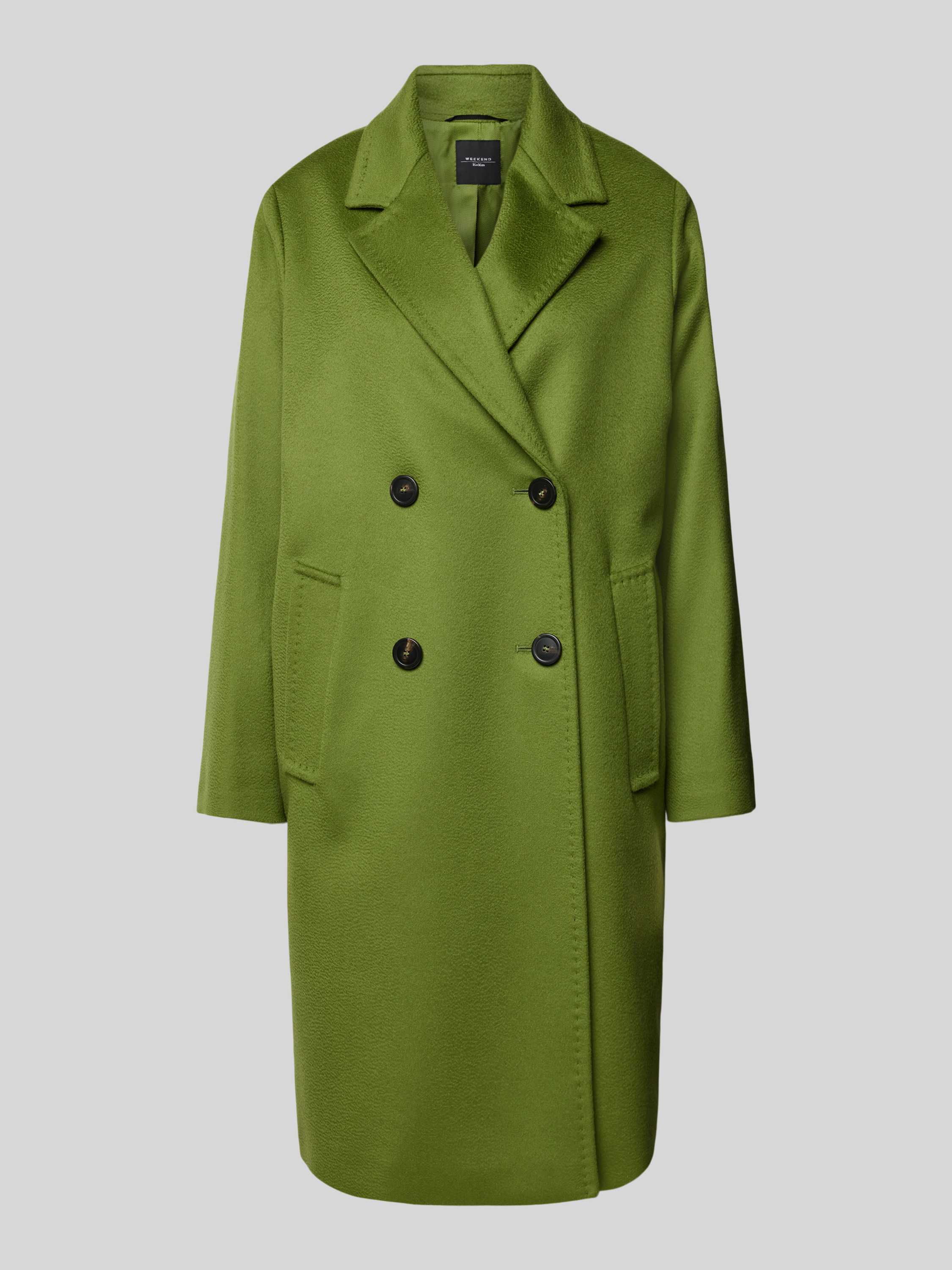 Max Mara Weekend Groene dubbelrijige wollen jas Green Dames