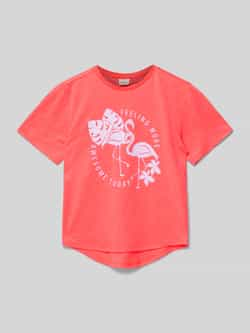 S.Oliver T-shirt met printopdruk roze Meisjes Polyester Ronde hals Printopdruk 116 122