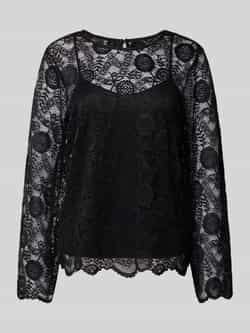 Pieces Regular fit blouse met lange mouwen van kant model 'OLLINE'