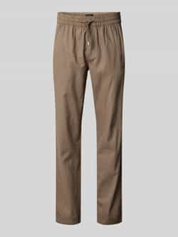 Matinique Regular fit linnen broek met elastische band model 'barton'