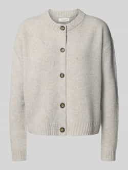 Christian Berg Woman Cardigan met extra brede schouders en knoopsluiting