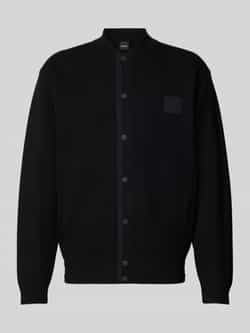 BOSS Green Gebreid jack met labelpatch model 'Drop Needle'